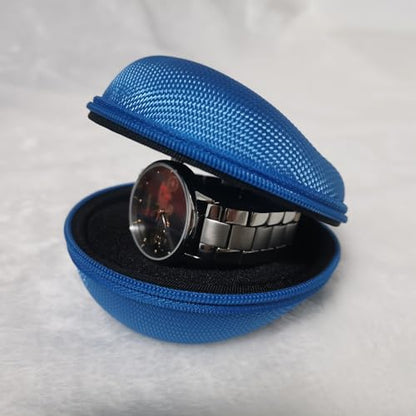 Watch Travel Case Portable Single Watch Box with Zipper, Fits All Wristwatches and Smart Watches up to 50mm, Blue