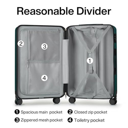 Hanke 29 Inch Luggage Suitcases With Spinner Wheels Lightweight PC hardside Rolling Suitcase With Travel Lock, Checked-Large 29-Inch(Blackish Green) - color: Blackish Green, size: Checked Large 29 Inch