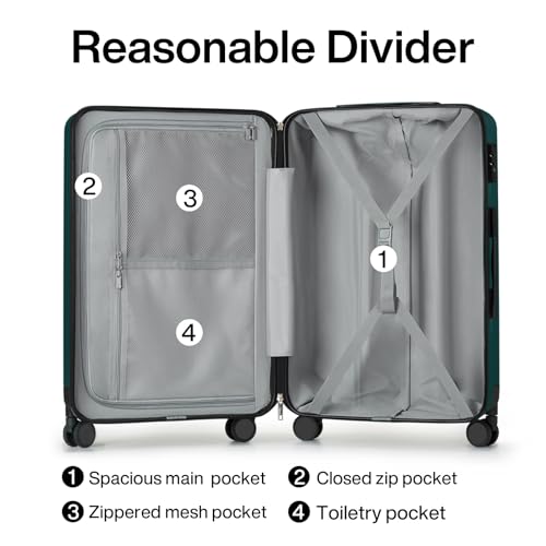 Hanke 24 Inch Luggage Suitcases With Spinner Wheels Lightweight PC Hard Shell Rolling Suitcase With Travel Lock,Checked-Medium 24-Inch(Blackish Green) - color: Blackish Green, size: Checked Medium 24 Inch