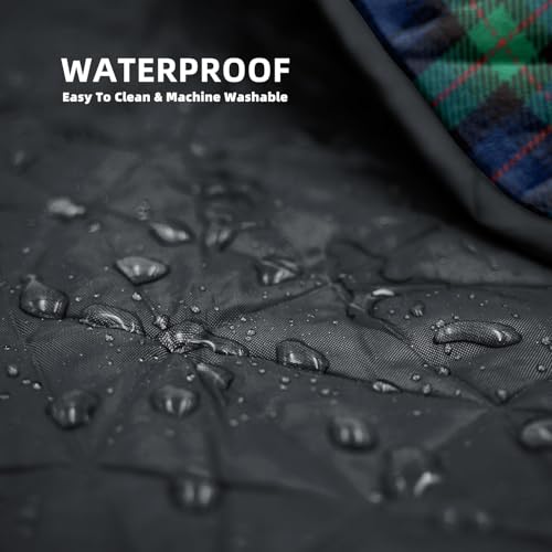 Large Outdoor Waterproof Blanket Extra Thick Fleece Stadium Blanket for Camping, Car, Pet, Picnics - Windproof, Wearable, Machine Washable 80" x 58" (Green Check) - color: Green Check