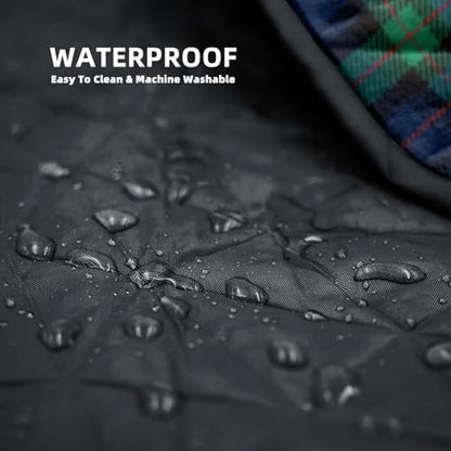 Large Outdoor Waterproof Blanket Extra Thick Fleece Stadium Blanket for Camping, Car, Pet, Picnics - Windproof, Wearable, Machine Washable 80" x 58" (Green Check) - color: Green Check