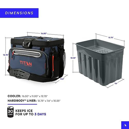 Titan by Arctic Zone Deep Freeze Cooler - Zipperless Hardbody Cooler - Deep Freeze Insulation, HardBody Liner, and SmartShelf - color: Navy Blue, size: 30 Can