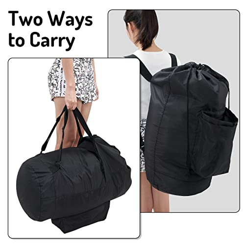 Seiritex Laundry Backpack Bag, Dirty Clothes Travel Laundry Bag with Shoulder Straps for College Dorm Room (Black) - color: Black