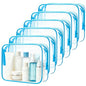 6 Pieces Large Clear Makeup Bags Bulk TSA Approved Toiletry Bag for Travel Transparent PVC Clear Cosmetic Pouch with Zipper, Waterproof Plastic Organizer Case for Carry-on Travel Essentials (Blue) - color: 6 Large Blue