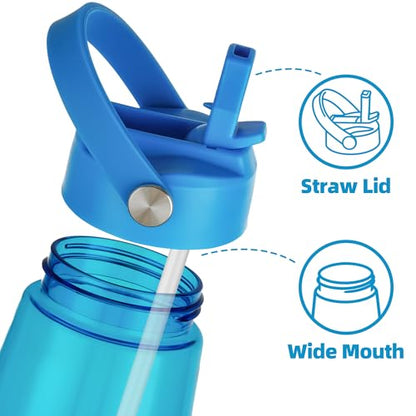 OLDLEY 32 oz Water Bottle with Straw, Leakproof Sports Water Bottle with Carry Strap, BPA-Free Large Water Bottles for Home,Travel, School, Outdoors, Gym, Tritan, Blue - color: Blue