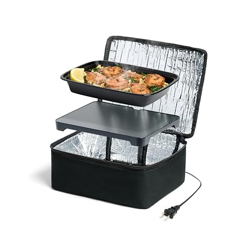 HOTLOGIC Mini Heated Lunch Box- Portable Electric Food Warmer for Men and Women - Great for Work, Office, and Construction - Cook, Reheat, and Eat on the Go - 120V - Black - color: Black, size: 120V
