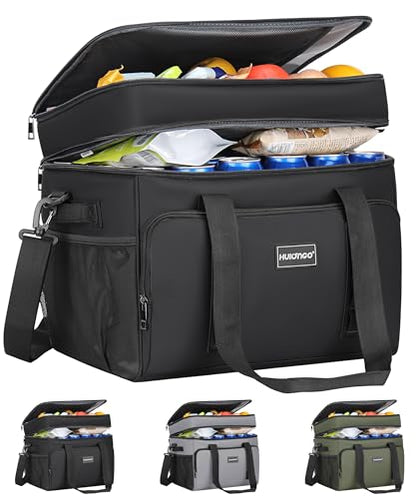 Hulongo Insulated Soft Cooler Bag, Large Ice Coolers Soft Sided Ice Chest for Beach, Collapsible and Portable - color: black (60 CAN Xlarge)
