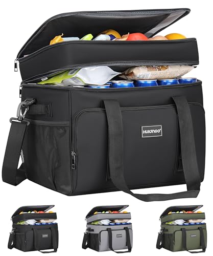 Hulongo Insulated Soft Cooler Bag, Large Ice Coolers Soft Sided Ice Chest for Beach, Collapsible and Portable - color: black (60 CAN Xlarge)
