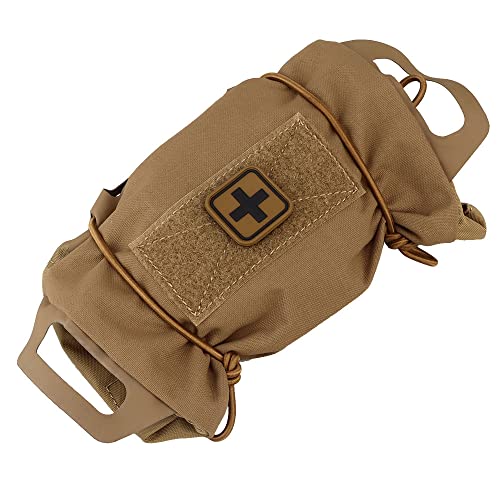 SABADO Rapid/Quick Deploy First Aid Kit Pack Tactical IFAK Pouch Two-Piece System Med Roll Carrier Hypalon Handle Outdoor Sport Hunting Bag - color: Coyote Brown-87