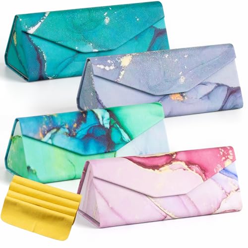 Sunglasses Travel Case, Foldable Eyeglasses Case, Portable Multiple Glasses Case for Women Men Girls - color: Multicolor&4pcs