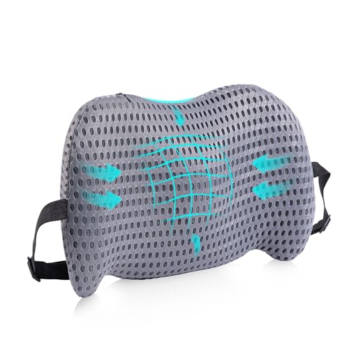 Lumbar Support Pillow for Office Chair, Car Lumbar Pillow Lower Back Pain Relief, Memory Foam Back Cushion with 4D Mesh Cover and Adjustable Straps, Ergonomic Chair Back Pillow for Car,Bed, Gaming - color: Grey