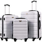 Coolife Luggage 3 Piece Set Suitcase Spinner Hardshell Lightweight TSA Lock (white, 3 piece set(20in24in28in)) - color: White, size: 20in24in28in