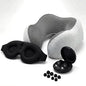 Must-Have Travel Kit Memory Foam Neck Pillow with Adjustable Fit & Removable Cover, 3D Contoured Sleep Mask, Reusable Noise-Reducing Earplugs & Storage Bag, Perfect Travel Essentials Set