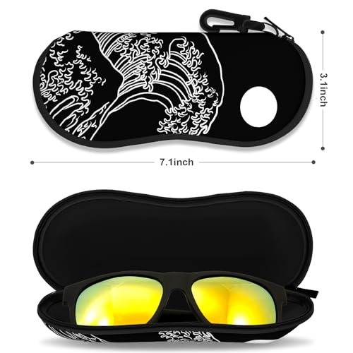 Sunglasses Soft Case, Ultra Light Portable Neoprene Zipper Glasses Case for Men Women - color: Abstract Waves