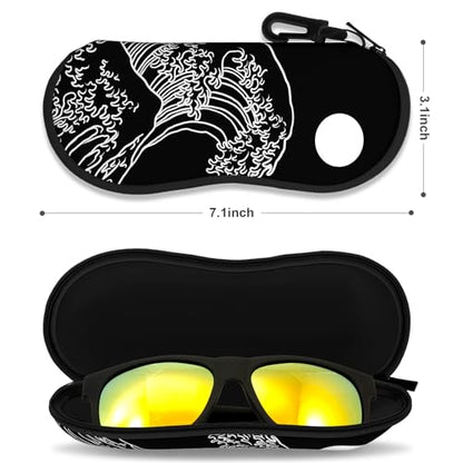 Sunglasses Soft Case, Ultra Light Portable Neoprene Zipper Glasses Case for Men Women - color: Abstract Waves