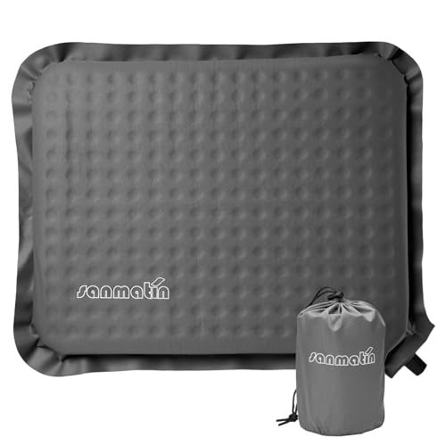 Inflatable Seat Cushion,Self-Inflating Foam Stadium Seat Cushion, Airplane Seat Cushion,Protable Seat Pad for Camping, Backpacking,Sports Events,Traveling,Bleacher (1, Grey) - color: Grey
