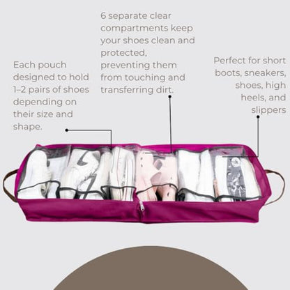 Shoe Bag for Travel, Portable Shoe Organizer, Storage Bag, Shoe Tote Bag for Women and Men - style: Hot Pink