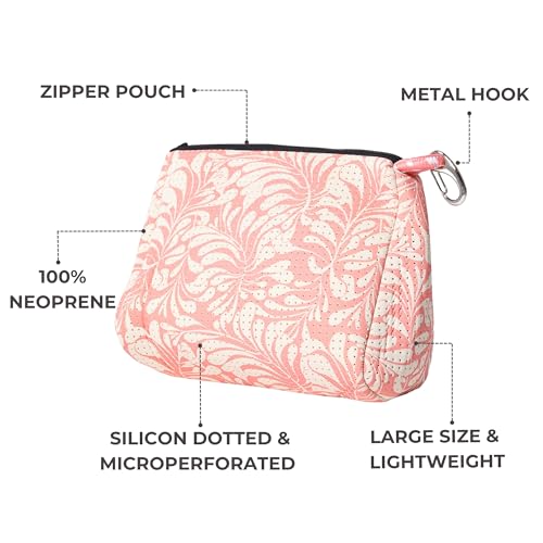 POPUPS Large Makeup Bag with Zipper - Waterproof Neoprene Cosmetic Bag 7.7 x 10.75 x 5 inches - color: Basic Pink