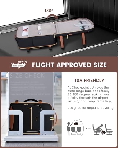 LOVEVOOK 50L Travel Backpack for Women & Men, Airline Approved Carry On Luggage with 3 Packing Cubes, TSA Overnight Bags, Waterproof Personal Item Bag, Weekender Essentials Backpacks fits 17" Laptop - color: Black-brown, size: X-Large