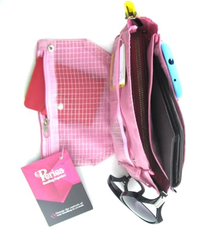 Periea ‘Tegan’ Small Handbag Organizer Insert or Make-up Bag – 5 Colors Available (Pink) - color: Pink