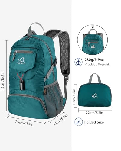 WATERFLY Small Lightweight Packable Backpack: 20l Ultra Light Foldable Travel Hiking Camping Daypack Day Pack for Man Woman - color: Green3