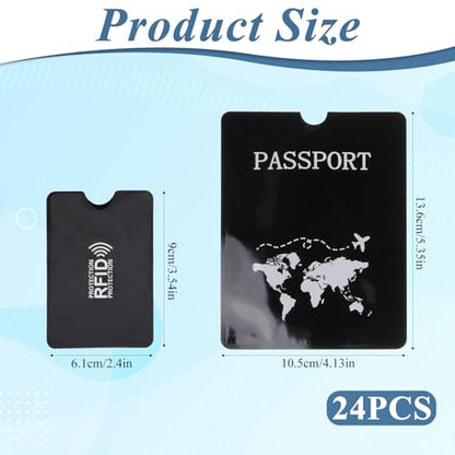 24 PCS RFID Blocking Sleeves for Credit Cards & Passports, 4 Passport Holders & 20pcs Credit Card Protector Sleeves for Travel, Protect Your Credits, Debit, and ID Cards