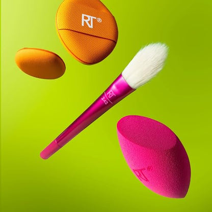 Real Techniques Vivid Escape Bright Eyes Concealer 4 Piece Set, Includes Kitten Paw Makeup Brush, Powder Puff, & Concealer Makeup Blending Sponge, Targeted Concealing, Travel Friendly, Cruelty-Free - size: 1 Count (Pack of 4)