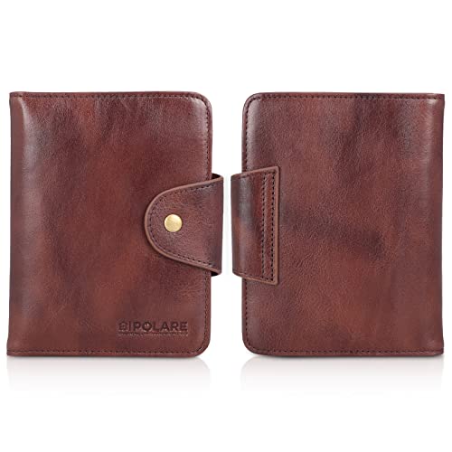 Polare Full Grain Leather Slim and Soft RFID Blocking wallet For Men Snap Bifold Travel Wallet Passport Holders 2 Passports (Coffee) - color: Coffee