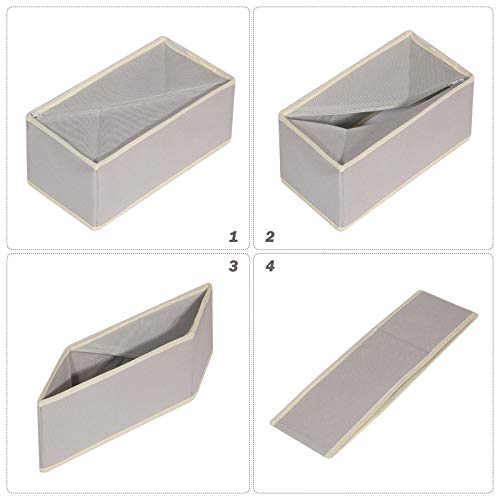 DIOMMELL Set of 6 Foldable Cloth Storage Box Closet Dresser Drawer Organizer Fabric Baskets Bins Containers Divider for Clothes Underwear Socks Lingerie Clothing, Grey 00-0600 - color: Light Grey