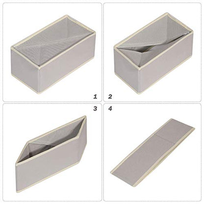 DIOMMELL Set of 6 Foldable Cloth Storage Box Closet Dresser Drawer Organizer Fabric Baskets Bins Containers Divider for Clothes Underwear Socks Lingerie Clothing, Grey 00-0600 - color: Light Grey