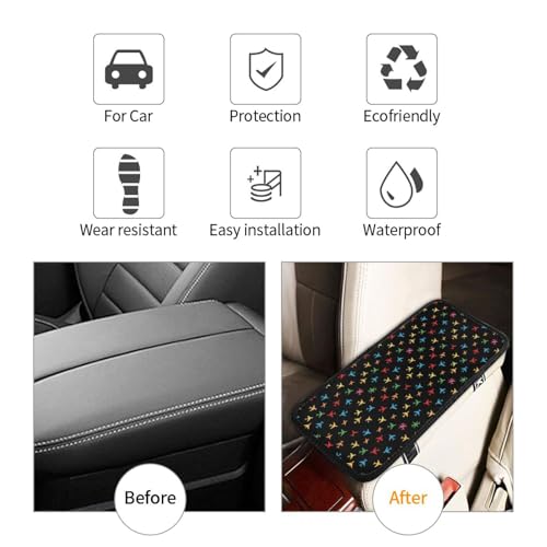 Breathable Neoprene Armrest Cover, Colorful Aircraft Airplane Black, Universal Fit Center Console Pad for Car and Truck, Non-Slip Seat Box Protector - color: Picture (611)