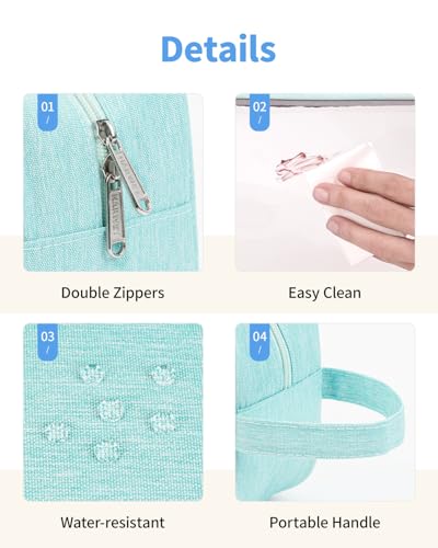 Narwey Clear Travel Toiletry Bags for Traveling Toiletries Men Women, Clear Makeup Bag Cosmetic Bag with Zipper, Make Up Pouch Organizer Bag with Handle, Skincare Beach Snack Medicine Bag, Green - color: Clear-Mint Green