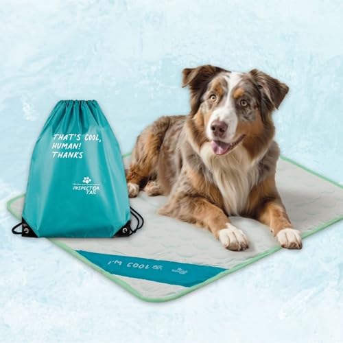 INSPECTOR TAIL Dog Cooling Mat - No Freeze Needed, Self-Cooling Pad for Large Dogs, Washable Portable for Crate Kennel Car Sofa Bed Floor, Indoor Outdoor Summer Use, 38"x27" with Carry Bag - size: Mint- 38.98" x 27.17