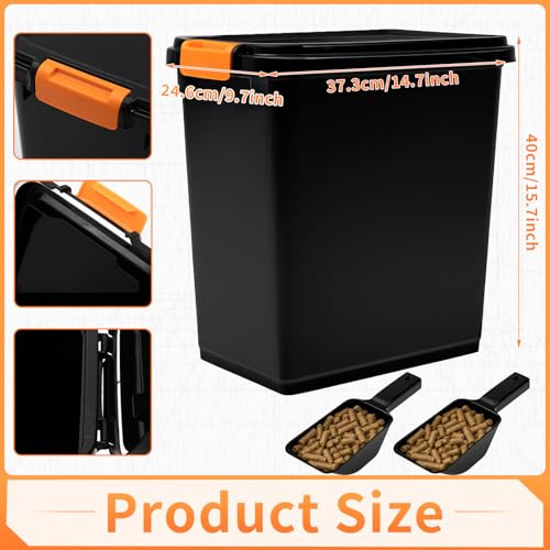 Maxdot 2 Sets 22lb Dry Pellet Storage Bin Pack with Scoops and Labels Grill Accessories Wood Pellet Storage Containers with Flavor Stickers Airtight for Grill Pellets - size: 20 L