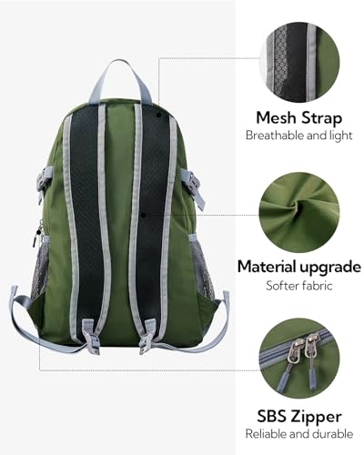 WATERFLY Small Lightweight Packable Backpack: 20l Ultra Light Foldable Travel Hiking Camping Daypack Day Pack for Man Woman - color: New-amry Green