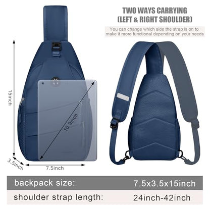 Pritent Crossbody Bags for Women Men Trendy Sling Bag Backpack Casual Chest Bag with Convertible Shoulder Strap - color: Navy Blue, size: Medium