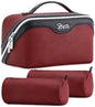BOYATU Travel Makeup Bag Organizer Cosmetic Bag: 3 Pcs Set Make up Bags for Women with Handle - Waterproof Vegan Leather Toiletry Bags Travel Essentials Pouch with Compartments (A-04-Red) - color: 02-D-Red