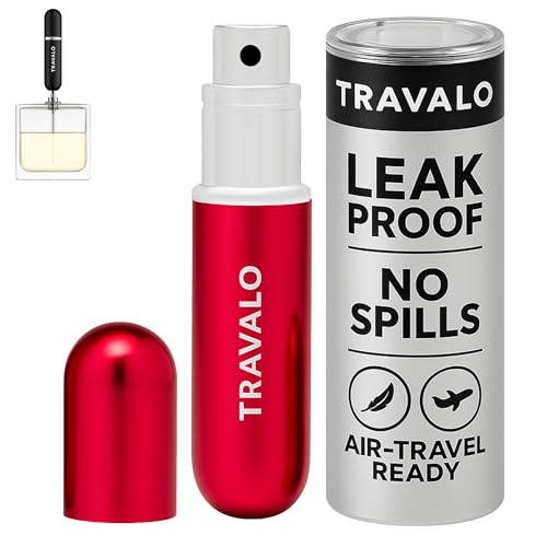 Travalo Classic HD Perfume Atomizer - Leak-Proof and TSA Approved for Air Travel - Reusable, Airtight, Easy-Fill Mini Pump Sprayer - Lightweight, Elegant Design w/Volume Window - Red 0.17oz - color: Red