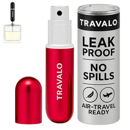 Travalo Classic HD Perfume Atomizer - Leak-Proof and TSA Approved for Air Travel - Reusable, Airtight, Easy-Fill Mini Pump Sprayer - Lightweight, Elegant Design w/Volume Window - Red 0.17oz - color: Red
