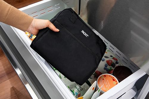 PackIt(R) Freezable Hampton Lunch Bag, Black, Built with EcoFreeze(R) Technology, Collapsible, Reusable, Zip Closure with Front Pocket and Shoulder Straps, Designed for Fresh Office Lunches - color: Black