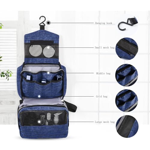 Travel toilet bag is used to store toiletries, Suitable for short-term travel use hanging toilet bag (Navy blue) - color: Navy blue