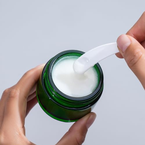OverNews 4PCS 2oz Glass Jar Travel Size, Empty Cosmetic Lotion Container with Black Lid & Spatula, Small Mini Jar for Beauty (Green) - color: Green, size: 4