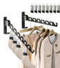 Wall Mount Coat Hanger Holder Black Clothes Drying Organizer Rack Garment Hooks Aluminium Retractable Folding Indoor Wall Mounted Hanger Space Saver for Laundry Room Bedroom Black 2 Pack with 8 Hooks - color: Black 2racks with Hooks