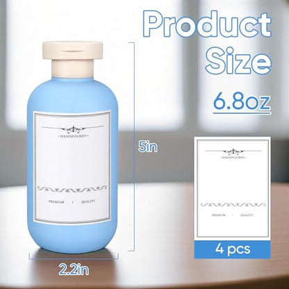 3 PACK Travel Shampoo Bottle, Empty Plastic Squeeze Bottles 6.8oz with Flip Cap, Lotion Container for Toiletries Travel Size Shampoo and Conditioner - color: Light Blue, size: 6.8 oz