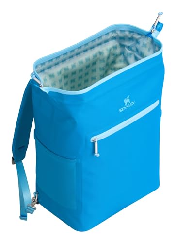 Stanley All Day Madeleine Backpack Soft Cooler 20 Can Cooler with Handle and Shoulder Straps Insulated Travel Bag with Zipper BPA-Free - color: Azure, style: Midi
