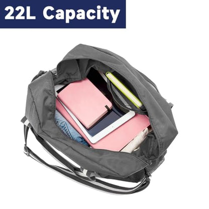 Arxus Foldable Tote Bag for Travel Expandable Lightweight Carry On Luggage 22L Packable Duffle Bag for Traveling - color: Gray