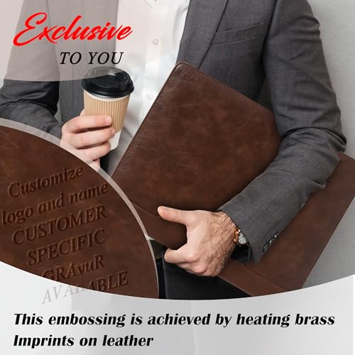 Professional 3-Ring Portfolio Organizer A4 Padfolio with Zipper, Premium PU Leather Business Planner Folder for Resume, Interview, Office, and Travel – Dark Brown - color: Brown