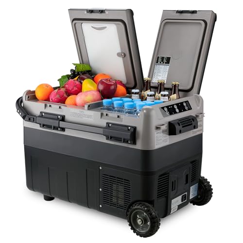 Kohree 12 Volt Car Refrigerator, 42 Quart (40L) Dual Zone Car Fridge, Portable Refrigerator Dual Door -4℉-68℉ Electric Cooler Portable Freezer 12/24V DC and 100-240V AC for RV, Camping, Travel - size: 42Qt Dual Door