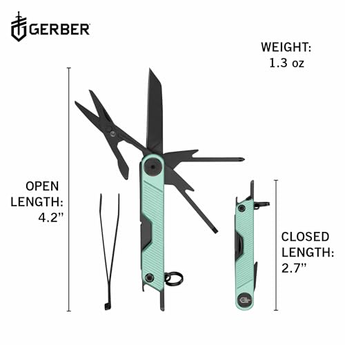Gerber Gear Armbar Mini - 8-in1 Travel Multitool with Package Opener, Screwdriver & Scissors - EDC Adventure Gear for Camping, Hiking & Outdoor - Compact Utility Tool - Green - color: Green