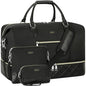 ITIEZY Weekender Overnight Bag for Women - Large Travel Duffel Bag with Shoe Compartment, Gym Duffel Bag Hospital Bag Carry On Tote Bags for Airplanes with Crossbody Bag Toiletry Bag 3Pcs Set - color: 6-Black